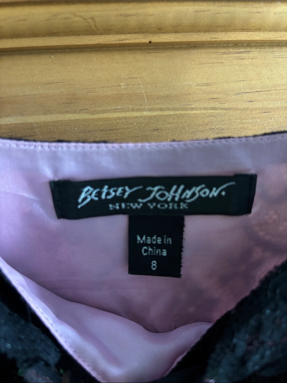 Betsey Johnson Pink and Black Lace Overlay Slip Dress - Picture 2 of 5